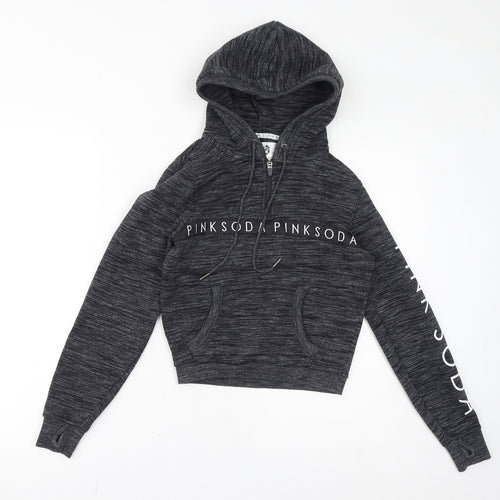 Pink Soda Womens Grey Cotton Pullover Hoodie Size 4 Pullover