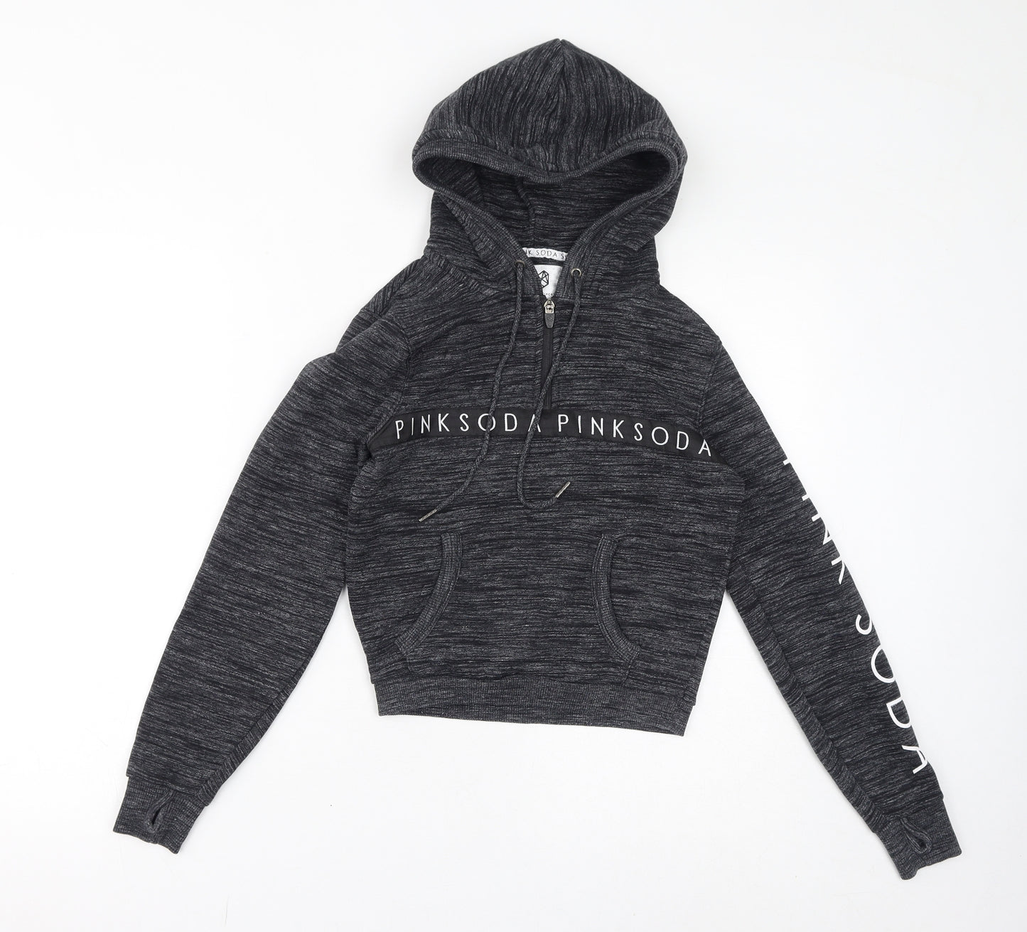 Pink Soda Womens Grey Cotton Pullover Hoodie Size 4 Pullover