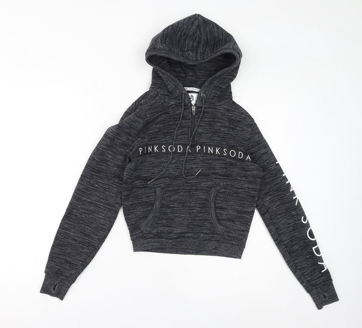 Pink Soda Womens Grey Cotton Pullover Hoodie Size 4 Pullover