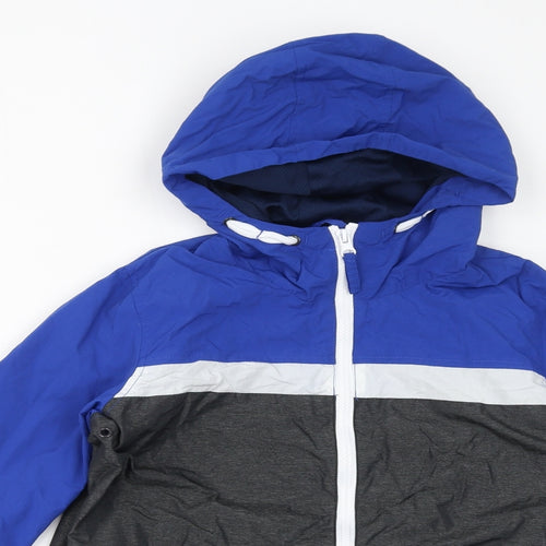 KD Boys Blue Colourblock Rain Coat Coat Size 11-12 Years Zip