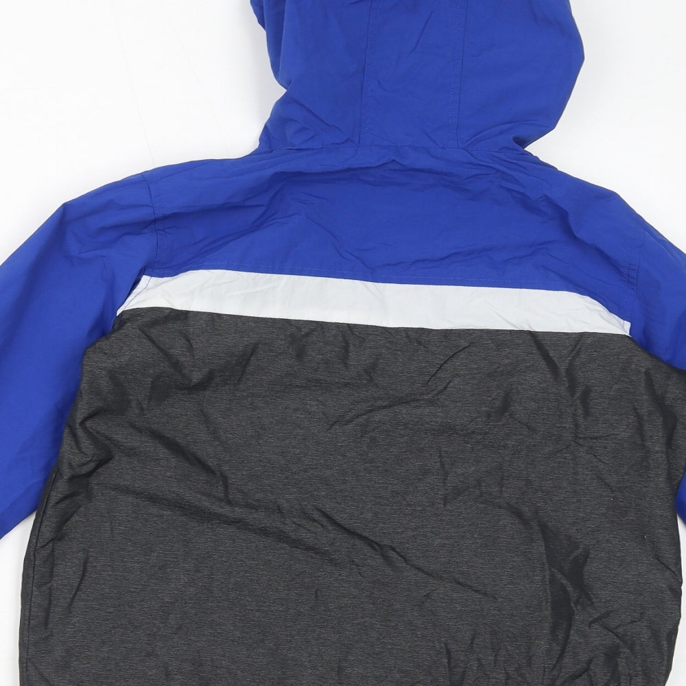 KD Boys Blue Colourblock Rain Coat Coat Size 11-12 Years Zip