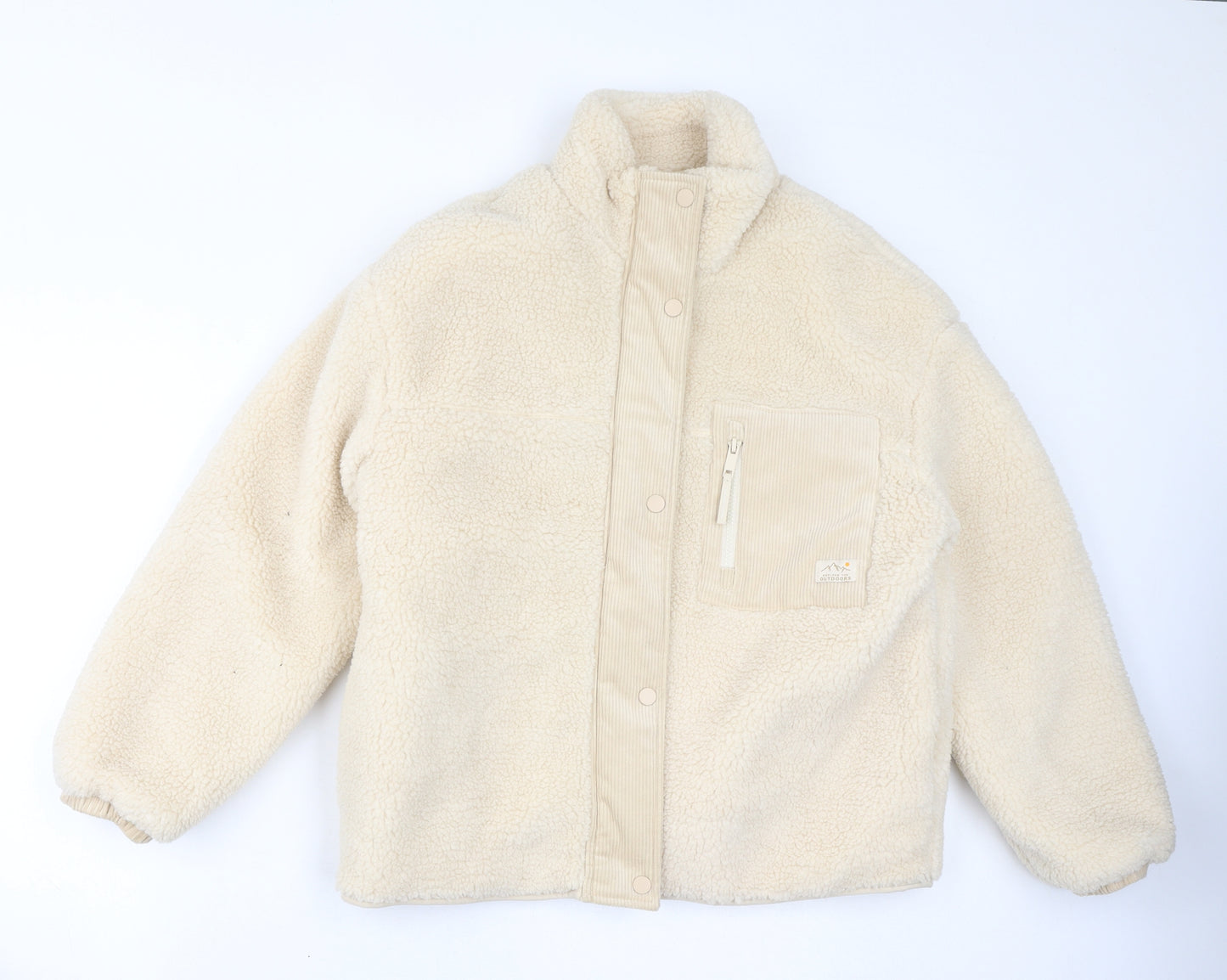 Pull&Bear Womens Ivory Jacket Size S Zip - Sherpa