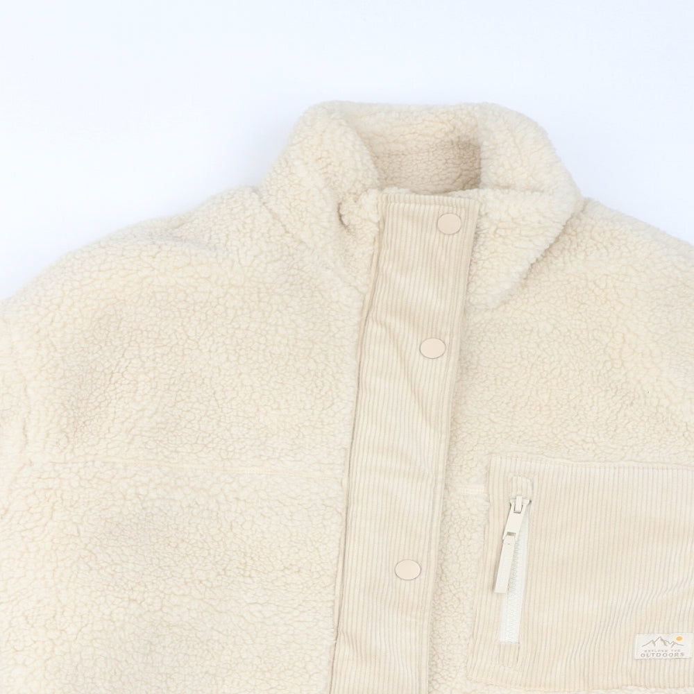 Pull&Bear Womens Ivory Jacket Size S Zip - Sherpa
