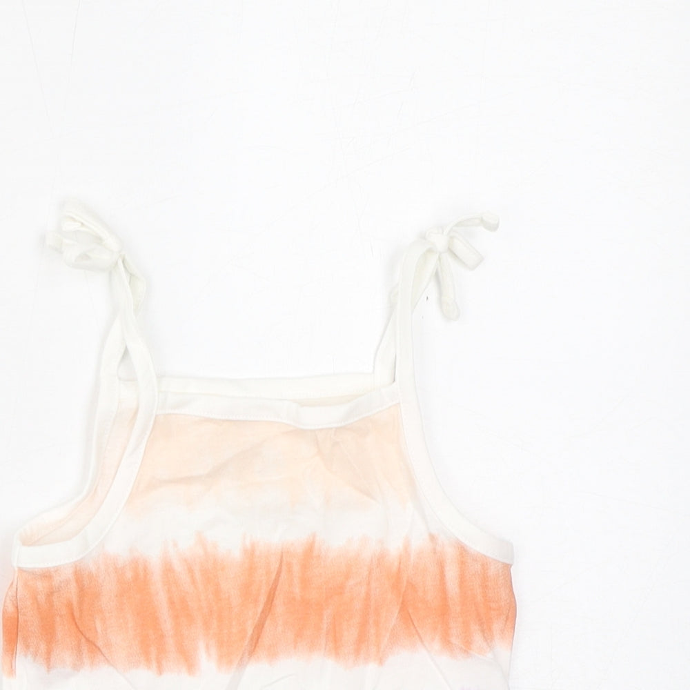 Marks and Spencer Girls Multicoloured Striped Cotton Basic Tank Size 2-3 Years Square Neck Pullover - Tie Dye