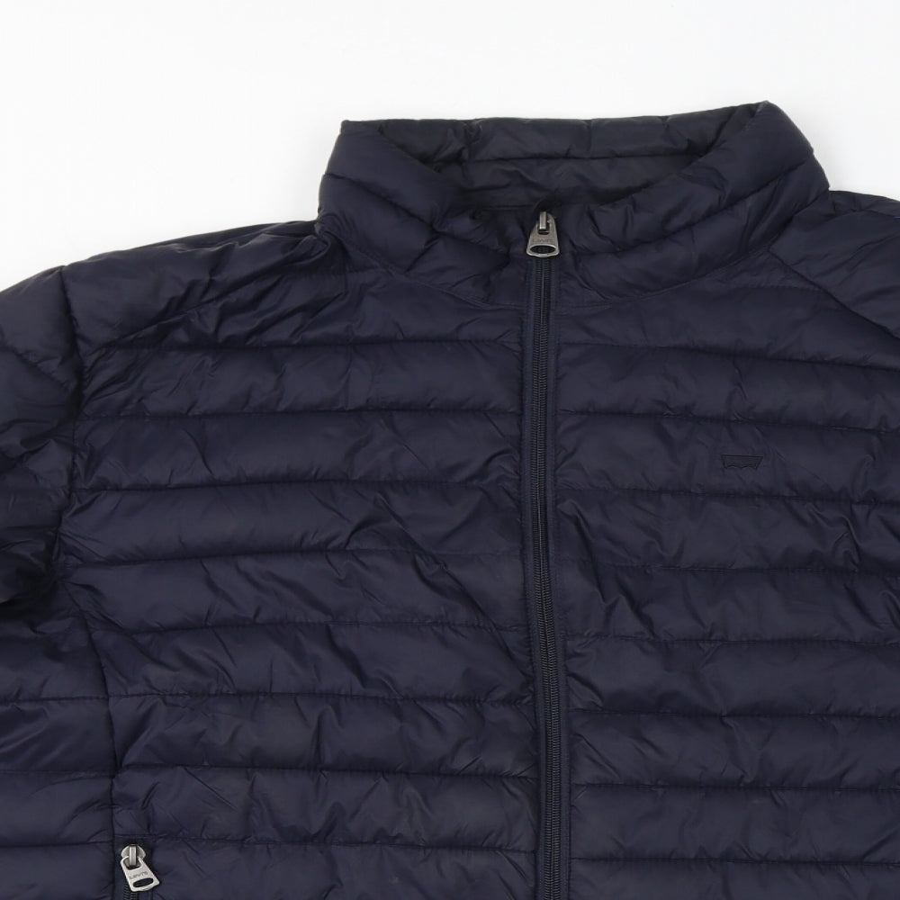 Levi's Mens Blue Puffer Jacket Jacket Size L Zip
