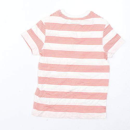 Marks and Spencer Boys Red Striped Cotton Basic T-Shirt Size 6-7 Years Round Neck Pullover