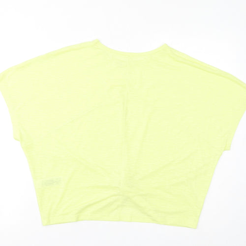 Marks and Spencer Womens Yellow Polyester Basic T-Shirt Size 14 Round Neck Pullover - Knot Detail