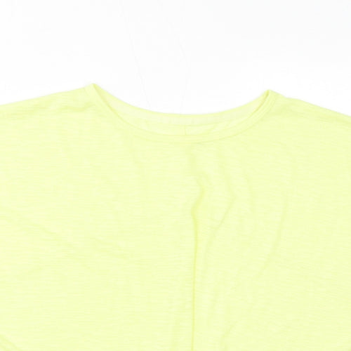 Marks and Spencer Womens Yellow Polyester Basic T-Shirt Size 14 Round Neck Pullover - Knot Detail