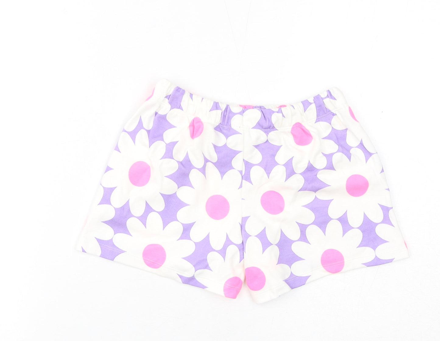 Marks and Spencer Girls White Floral Cotton Sweat Shorts Size 5-6 Years L4 in Regular Drawstring