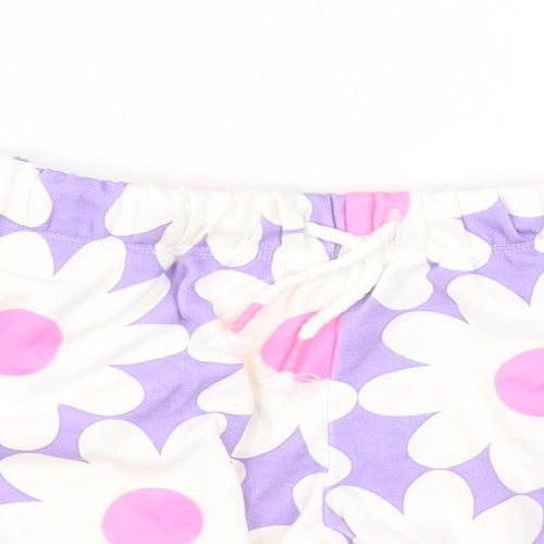 Marks and Spencer Girls White Floral Cotton Sweat Shorts Size 5-6 Years L4 in Regular Drawstring