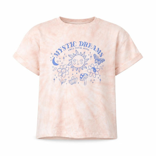 Marks and Spencer Girls Pink Geometric Cotton Top Pyjama Top Size 7-8 Years Pullover - Mystic Dreams, Tie Dye