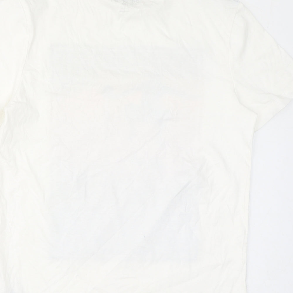 Marks and Spencer Boys White Cotton Basic T-Shirt Size 13-14 Years Crew Neck Pullover - Skateboarding, Sunset