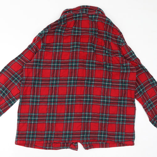 Marks and Spencer Womens Red Plaid Cotton Top Pyjama Top Size 16 Button