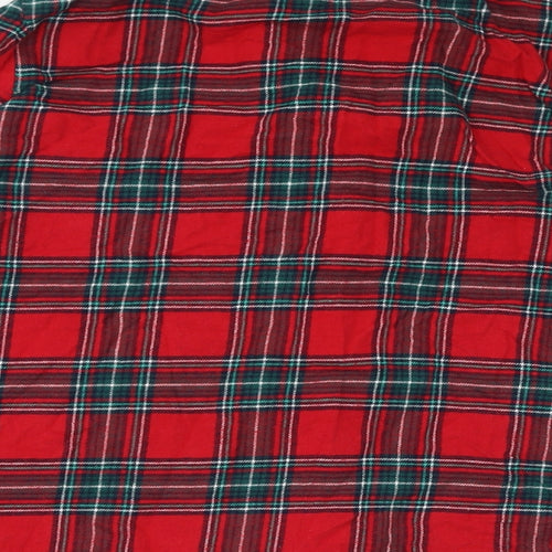 Marks and Spencer Womens Red Plaid Cotton Top Pyjama Top Size 16 Button