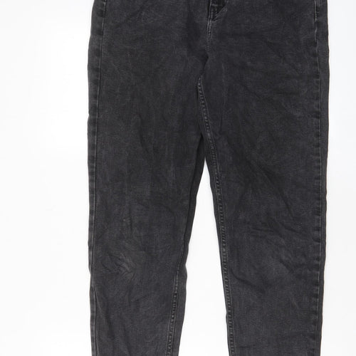 Denim & Co. Womens Grey Cotton Straight Jeans Size 14 L27 in Regular Zip - Pockets