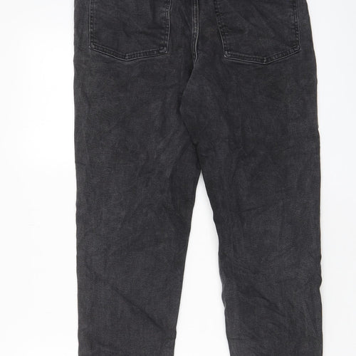 Denim & Co. Womens Grey Cotton Straight Jeans Size 14 L27 in Regular Zip - Pockets