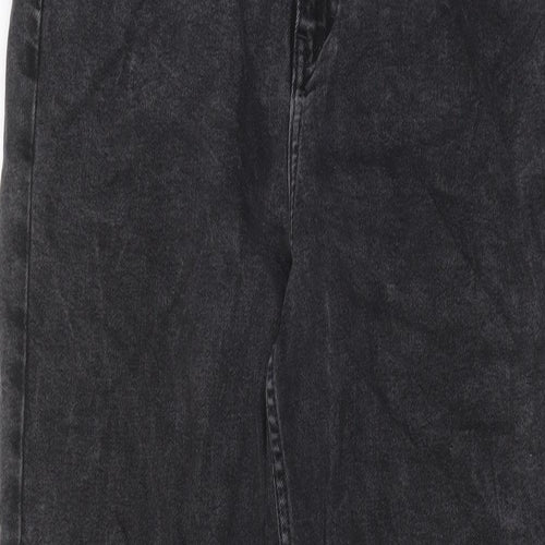 Denim & Co. Womens Grey Cotton Straight Jeans Size 14 L27 in Regular Zip - Pockets