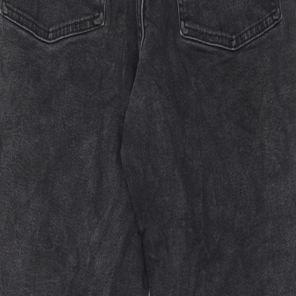Denim & Co. Womens Grey Cotton Straight Jeans Size 14 L27 in Regular Zip - Pockets