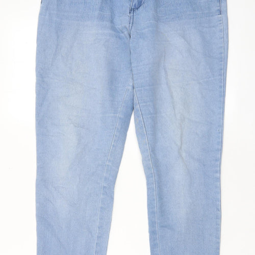 ESMARA Womens Blue Cotton Capri Jeans Size 14 L26 in Regular Zip - Pockets
