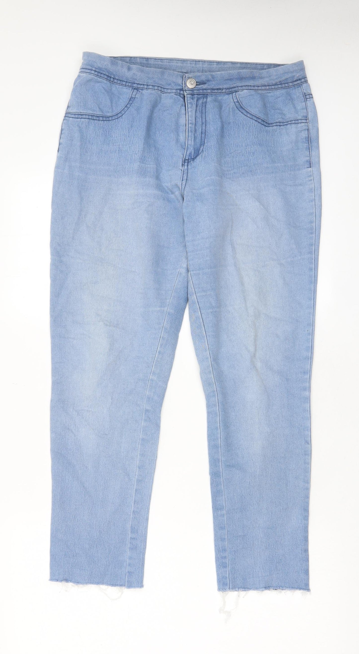 ESMARA Womens Blue Cotton Capri Jeans Size 14 L26 in Regular Zip - Pockets