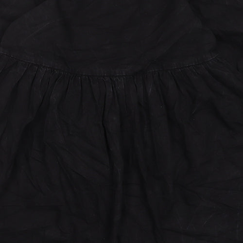 Denim & Co. Womens Black Cotton A-Line Size 12 Crew Neck Button - Pleated