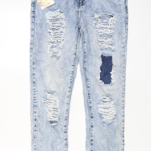 Realty Womens Blue Cotton Straight Jeans Size S L27 in Regular Zip - Pockets