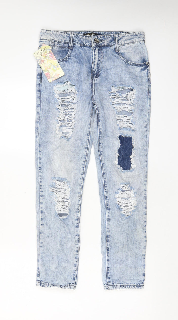 Realty Womens Blue Cotton Straight Jeans Size S L27 in Regular Zip - Pockets