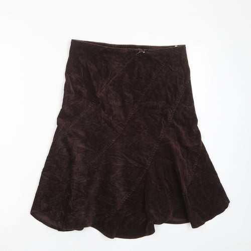 Jane Norman Womens Brown Cotton A-Line Skirt Size 8 Zip
