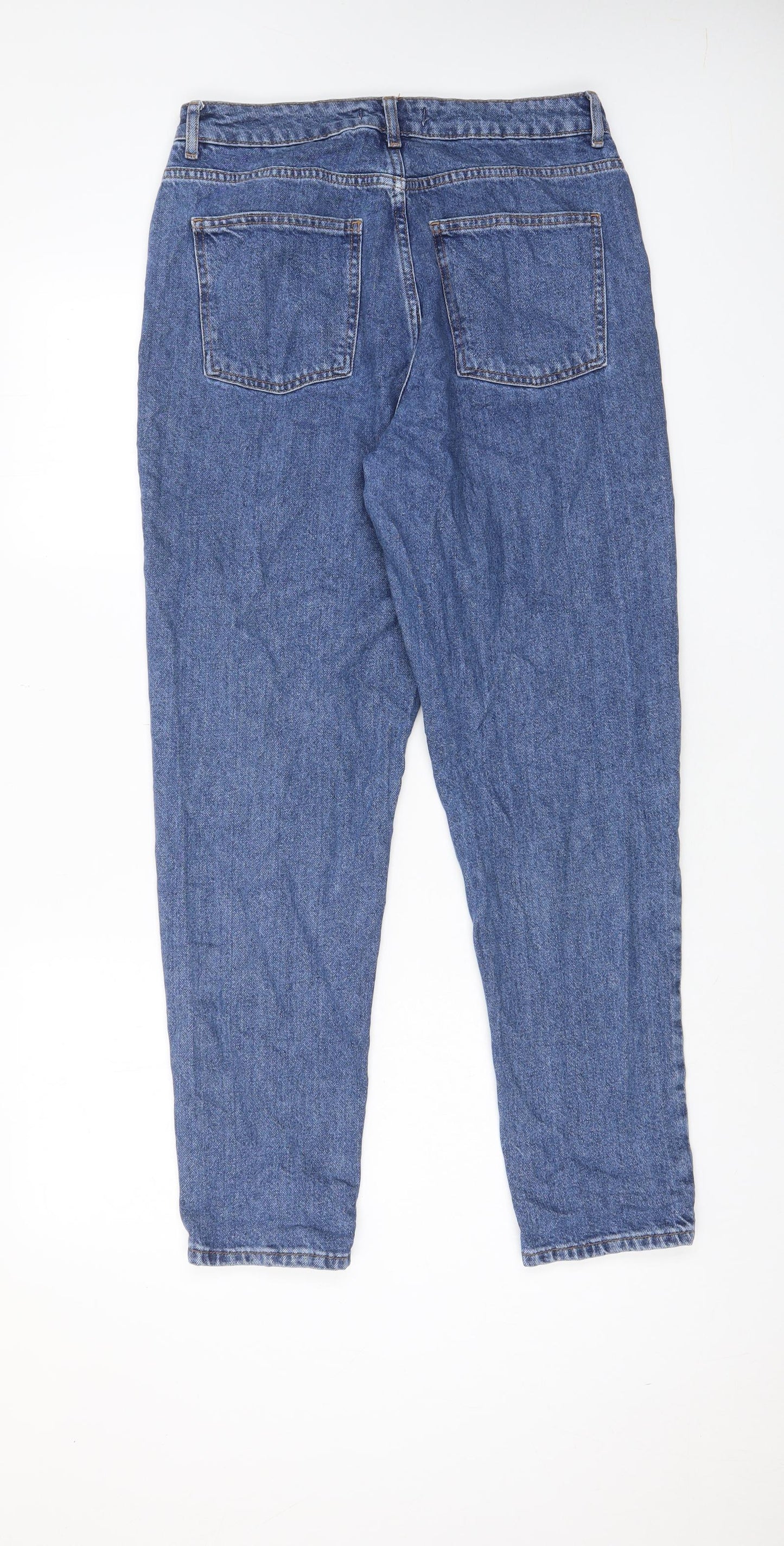 Denim & Co. Womens Blue Cotton Tapered Jeans Size 12 L29 in Regular Zip - Pockets