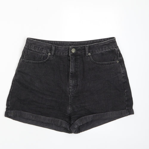 ASOS Womens Black Cotton Basic Shorts Size 12 L3 in Regular Zip - Pockets