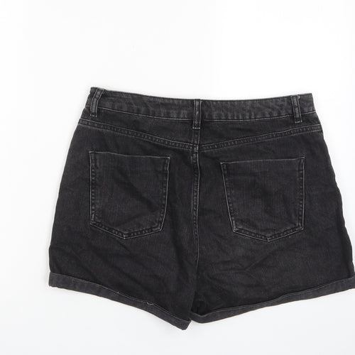 ASOS Womens Black Cotton Basic Shorts Size 12 L3 in Regular Zip - Pockets