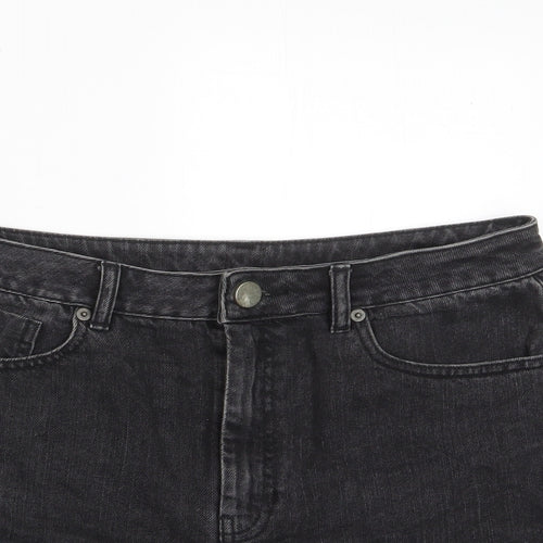 ASOS Womens Black Cotton Basic Shorts Size 12 L3 in Regular Zip - Pockets