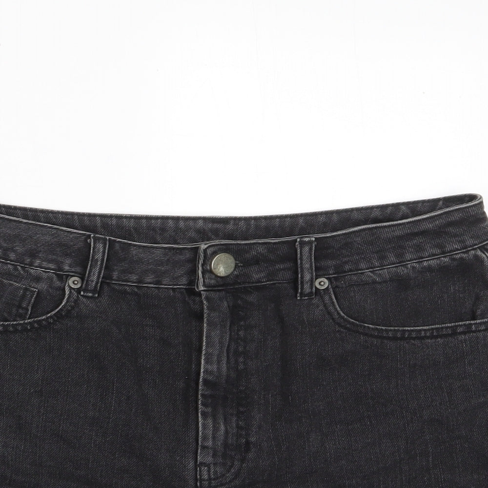 ASOS Womens Black Cotton Basic Shorts Size 12 L3 in Regular Zip - Pockets
