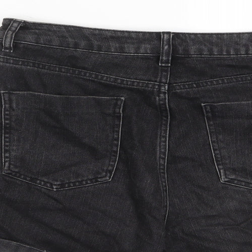 ASOS Womens Black Cotton Basic Shorts Size 12 L3 in Regular Zip - Pockets