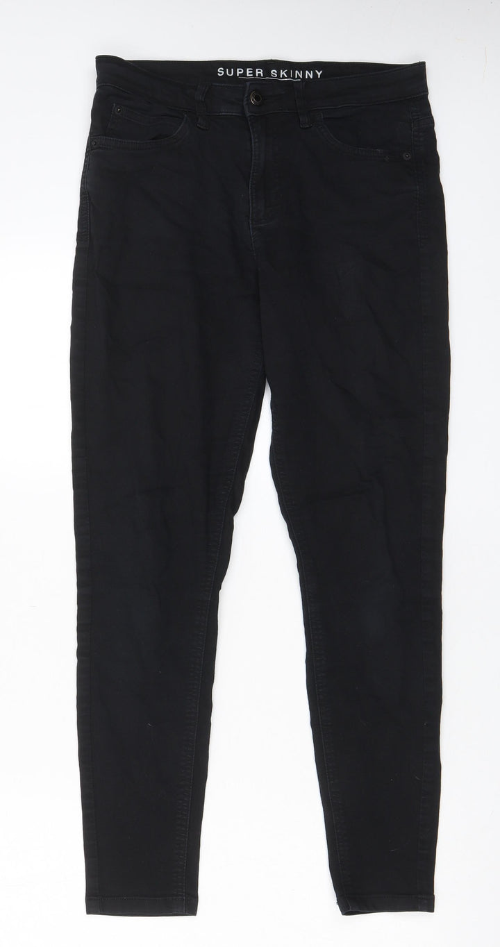 Marks and Spencer Womens Black Cotton Skinny Jeans Size 28 in L27 in Regular Zip - Pockets