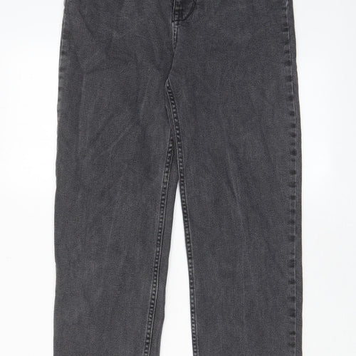 Hush Womens Grey Cotton Straight Jeans Size 8 L27 in Regular Zip - Star, Embridered