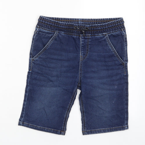 Denim & Co. Boys Blue Cotton Bermuda Shorts Size 11-12 Years L8 in Regular Drawstring - Pockets