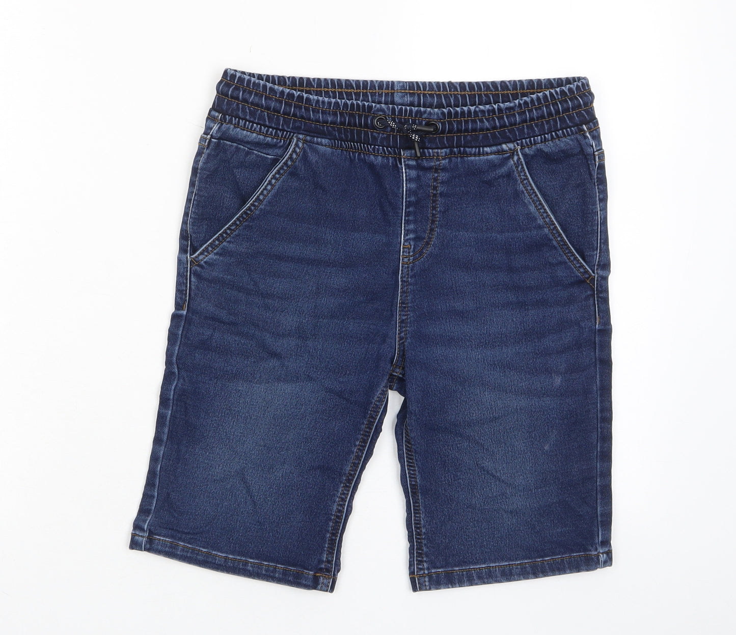 Denim & Co. Boys Blue Cotton Bermuda Shorts Size 11-12 Years L8 in Regular Drawstring - Pockets