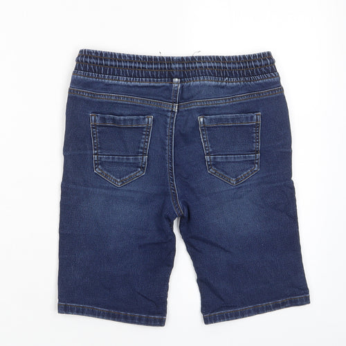 Denim & Co. Boys Blue Cotton Bermuda Shorts Size 11-12 Years L8 in Regular Drawstring - Pockets