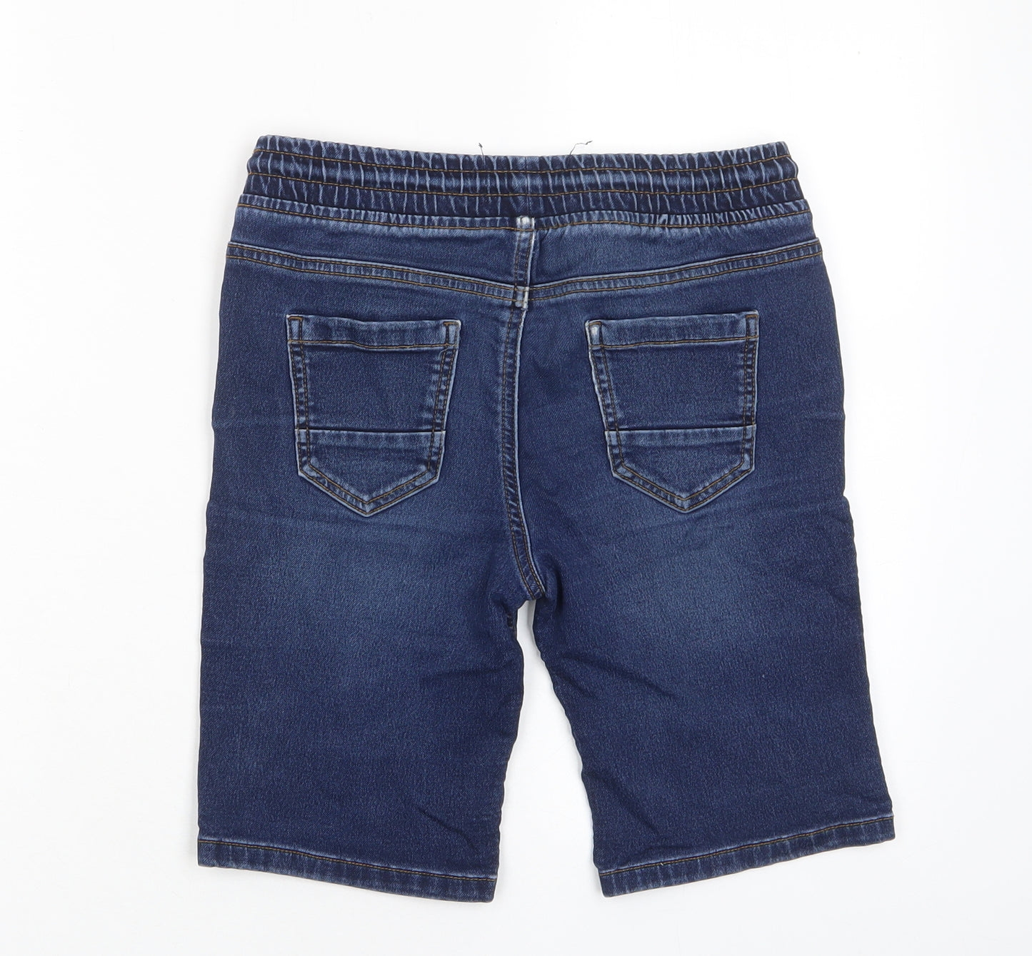 Denim & Co. Boys Blue Cotton Bermuda Shorts Size 11-12 Years L8 in Regular Drawstring - Pockets