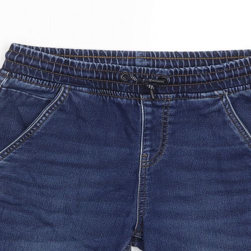 Denim & Co. Boys Blue Cotton Bermuda Shorts Size 11-12 Years L8 in Regular Drawstring - Pockets