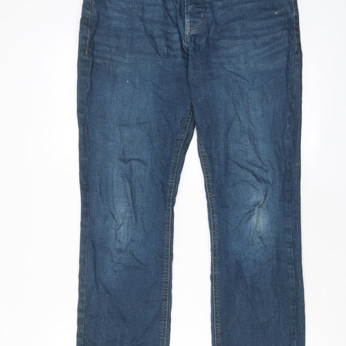 Denim & Co. Mens Blue Cotton Straight Jeans Size 32 in L32 in Regular Button - Pockets