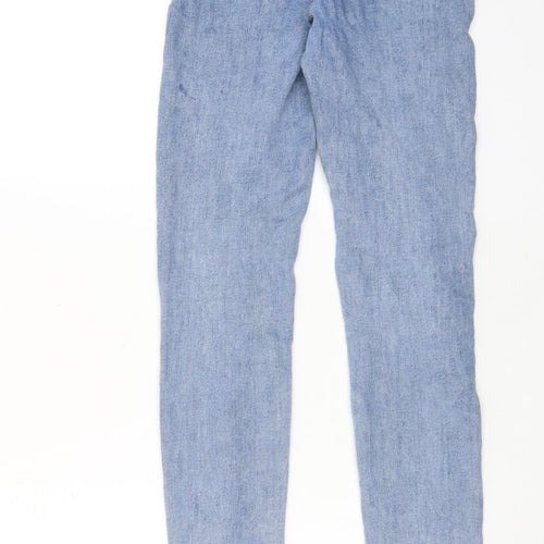 PRETTYLITTLETHING Womens Blue Cotton Straight Jeans Size 6 L29 in Regular Zip - Pockets