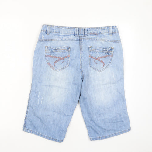 George Womens Blue Cotton Bermuda Shorts Size 12 L13 in Regular Zip - Distressed, Pockets