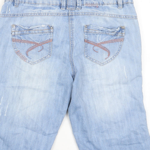 George Womens Blue Cotton Bermuda Shorts Size 12 L13 in Regular Zip - Distressed, Pockets