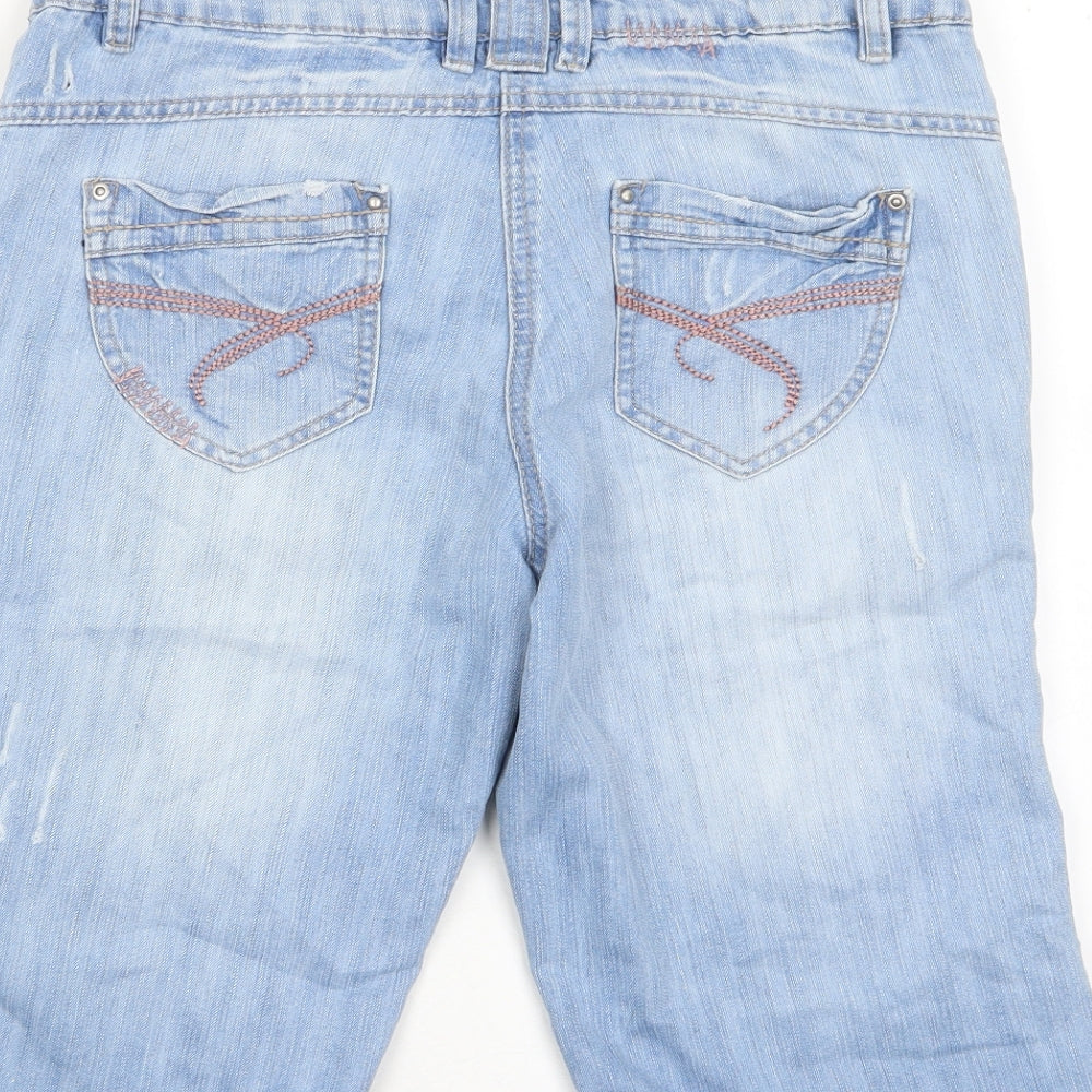 George Womens Blue Cotton Bermuda Shorts Size 12 L13 in Regular Zip - Distressed, Pockets