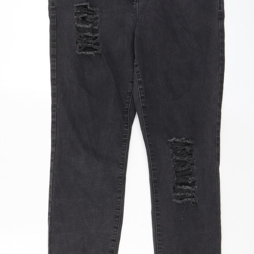 NEXT Womens Grey Cotton Skinny Jeans Size 16 L29 in Regular Zip - Pockets