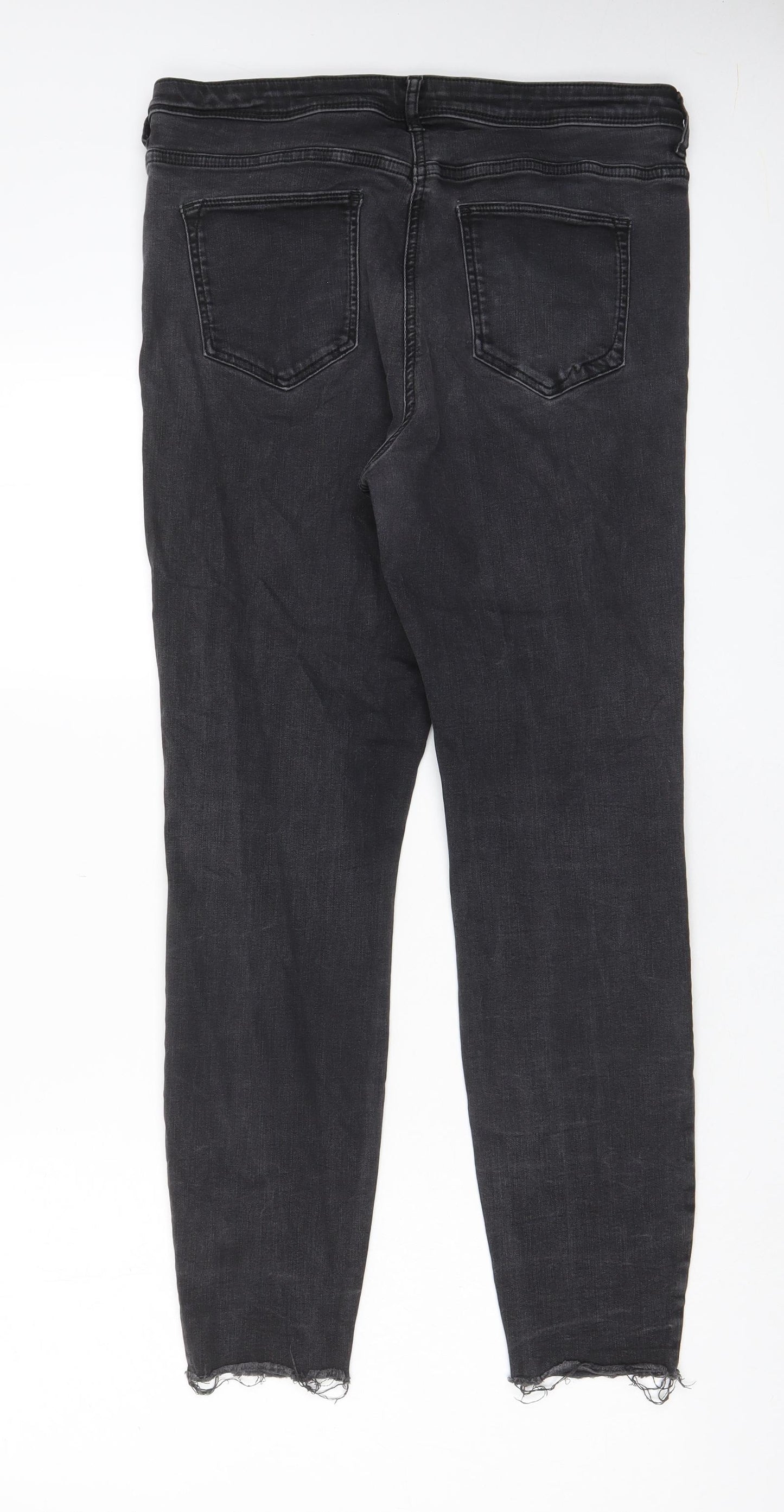 NEXT Womens Grey Cotton Skinny Jeans Size 16 L29 in Regular Zip - Pockets