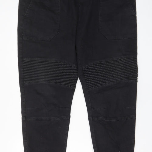 TEX Womens Black Cotton Tapered Jeans Size 2XL L29 in Regular Drawstring - Cuffed, Pockets