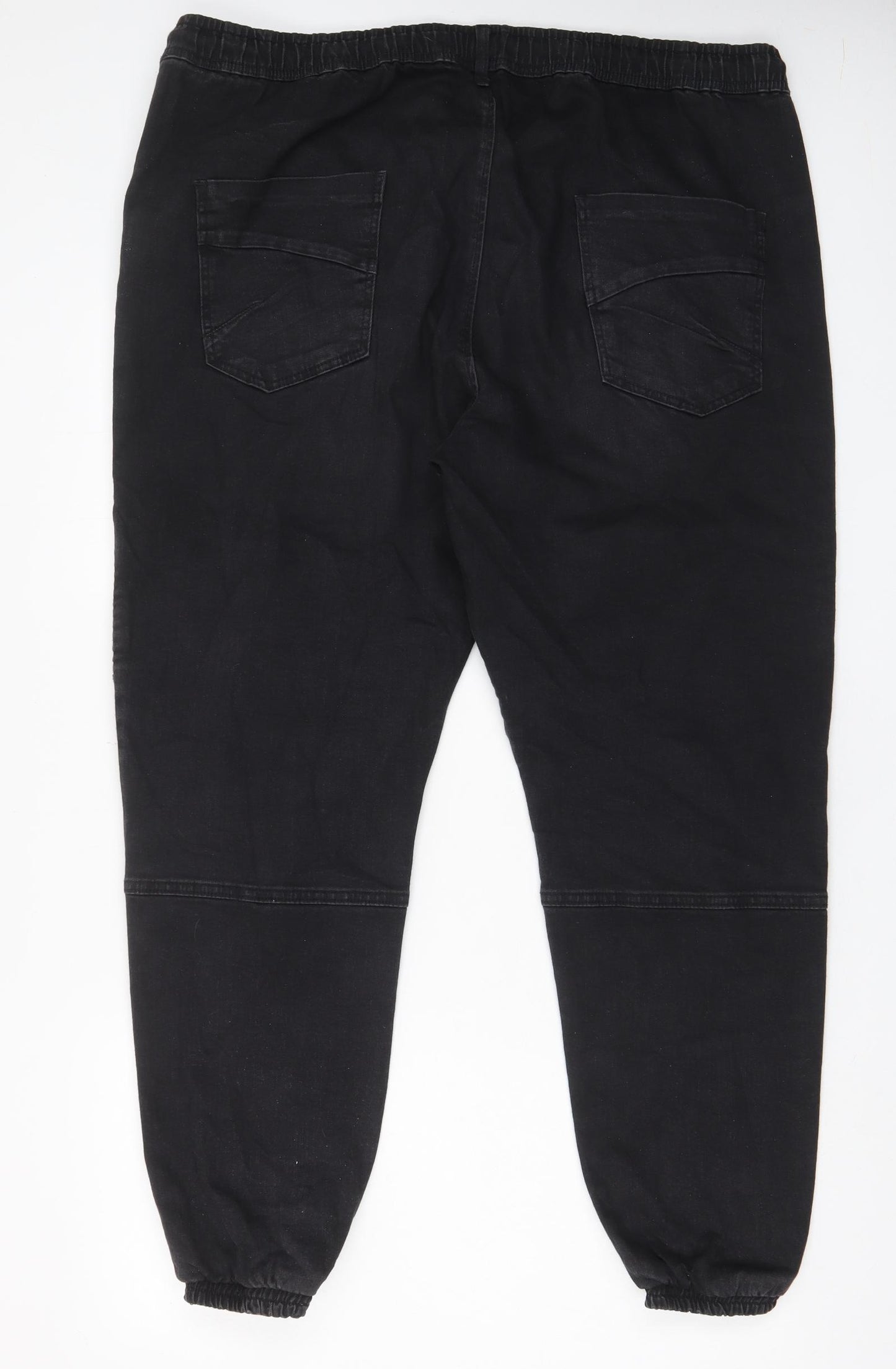 TEX Womens Black Cotton Tapered Jeans Size 2XL L29 in Regular Drawstring - Cuffed, Pockets